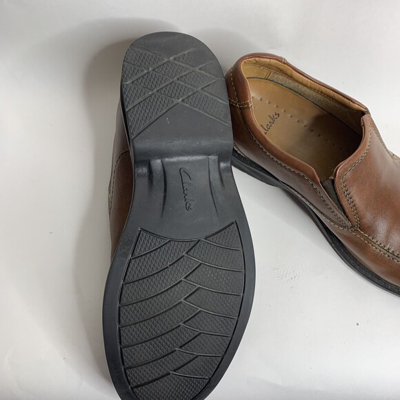 Clarks Mens Loafers Shoes Brown Leather Bicycle Toe Slip-On 8M - Picture 5 of 8